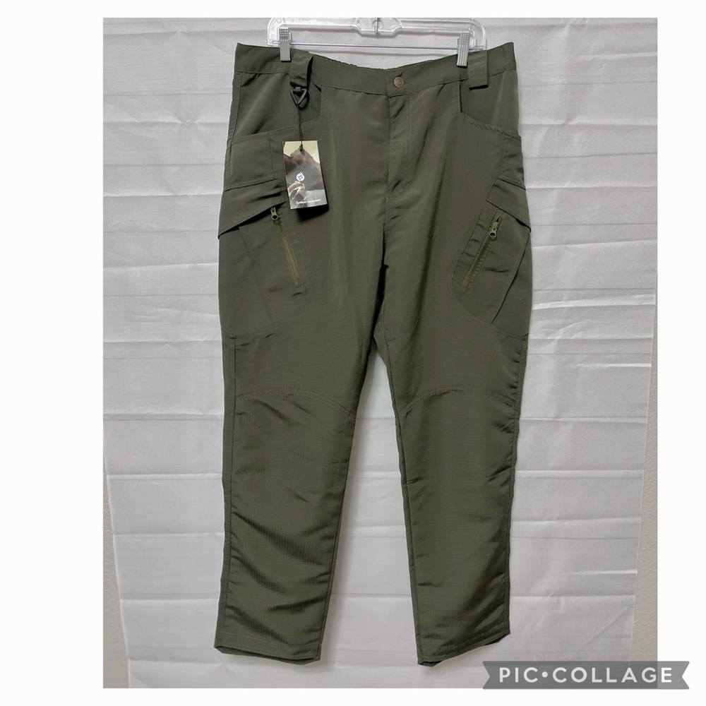 NEW MENS SOFTSHELL TACTICAL HIKING OUTDOOR PANTS ARMY GREEN